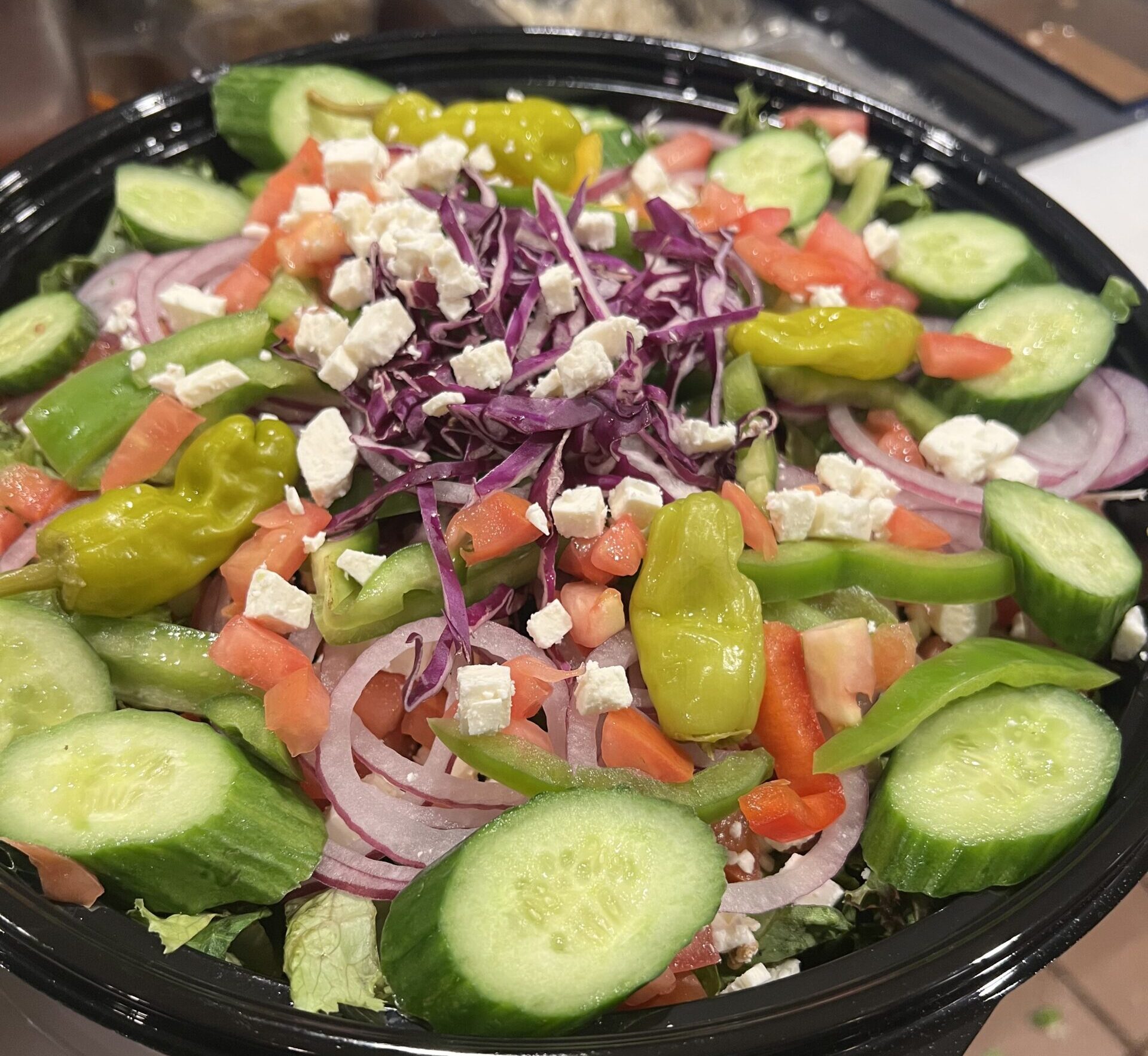 Delicious Greek Salad. Also, Enjoy the Best Pizza in Ocean Beach. 4994 Newport Ave, San Diego, CA.